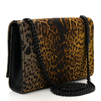 Saint Laurent Jacquard Leopard Small Monogram Kate Satchel Oro Natural 3 of 10