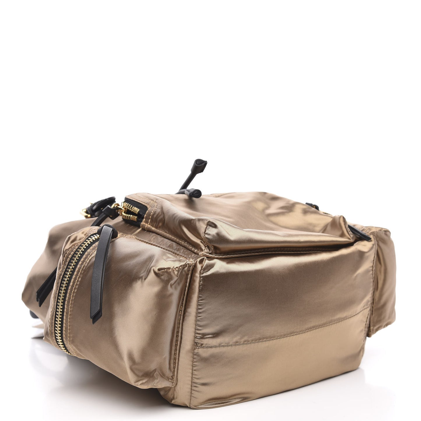 Metallic Satin Nylon Medium Rucksack Backpack Gold