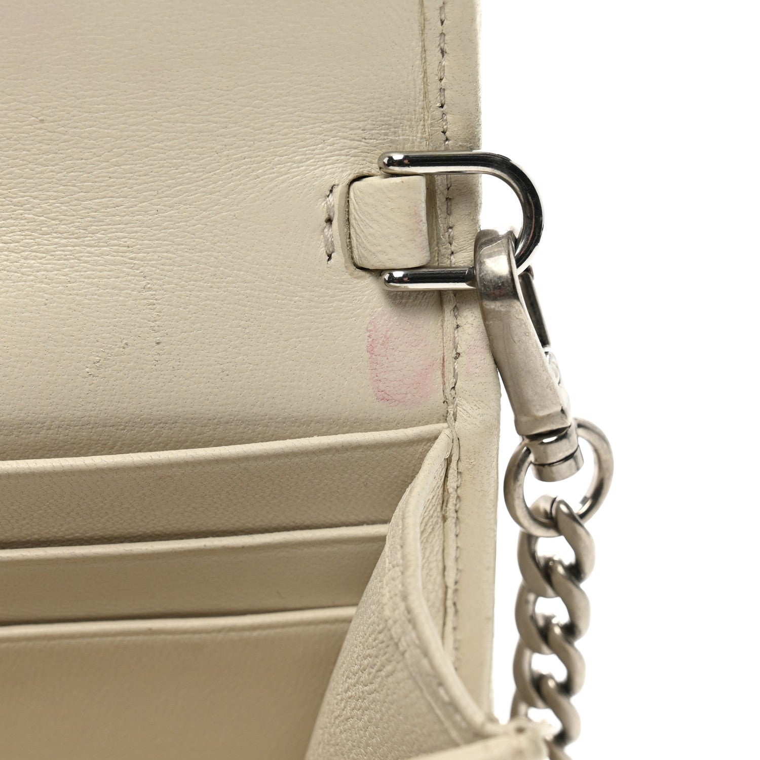 Prada Soft Calfskin Impunture Diagramme Chain Wallet White 11 of 12