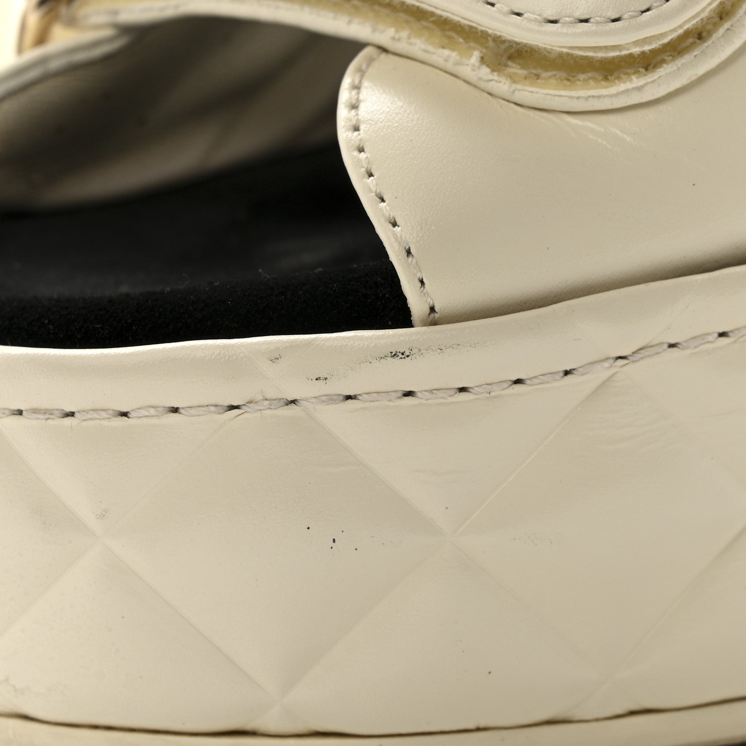 Chanel Shiny Calfskin Quilted Wedge Sandals 36 Ivory 12 of 14