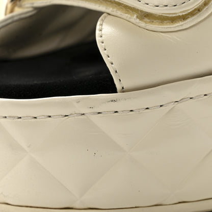 Chanel Shiny Calfskin Quilted Wedge Sandals 36 Ivory 12 of 14