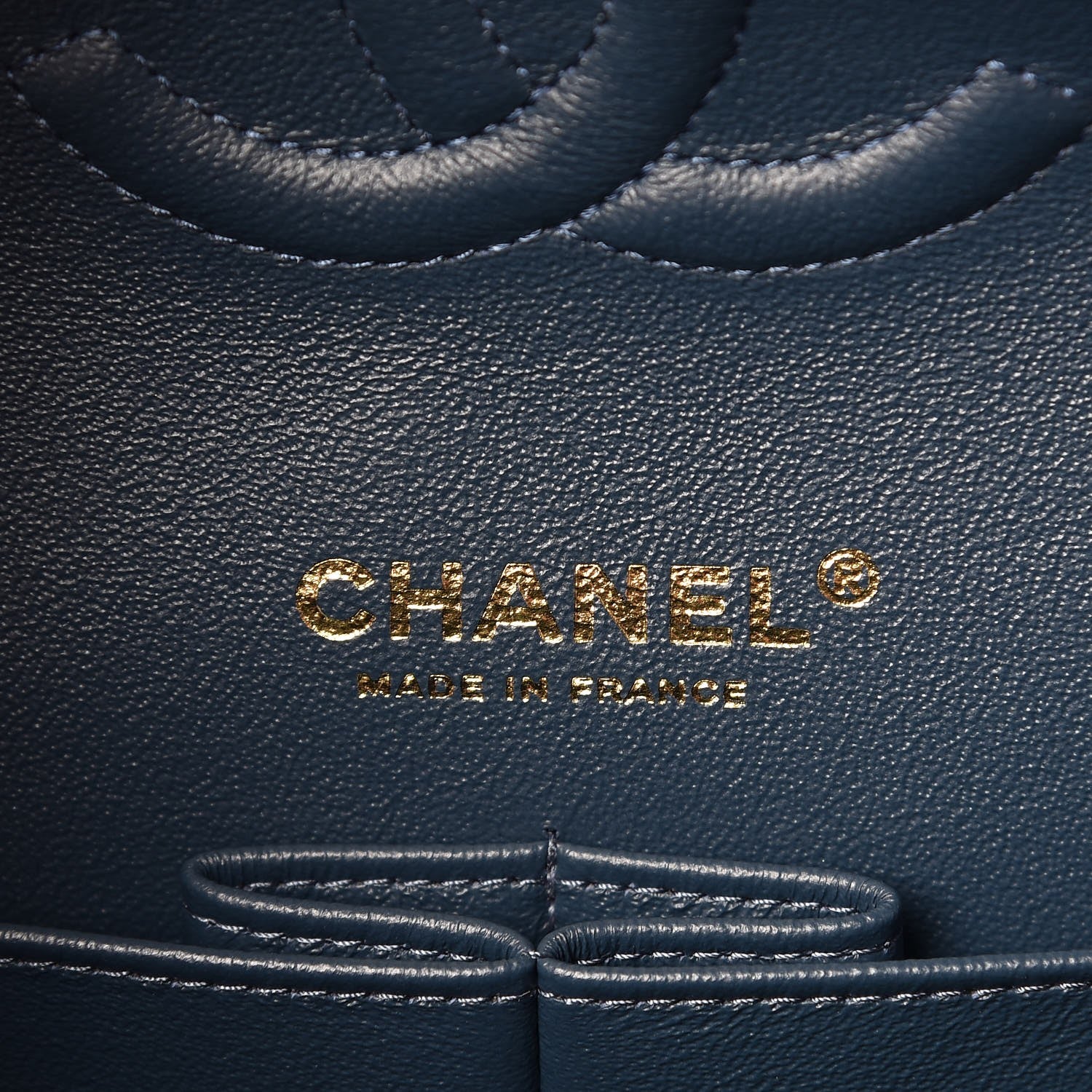 Chanel Metallic Caviar Quilted Medium Double Flap Dark Blue 7 of 9