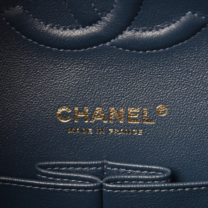 Chanel Metallic Caviar Quilted Medium Double Flap Dark Blue 7 of 9