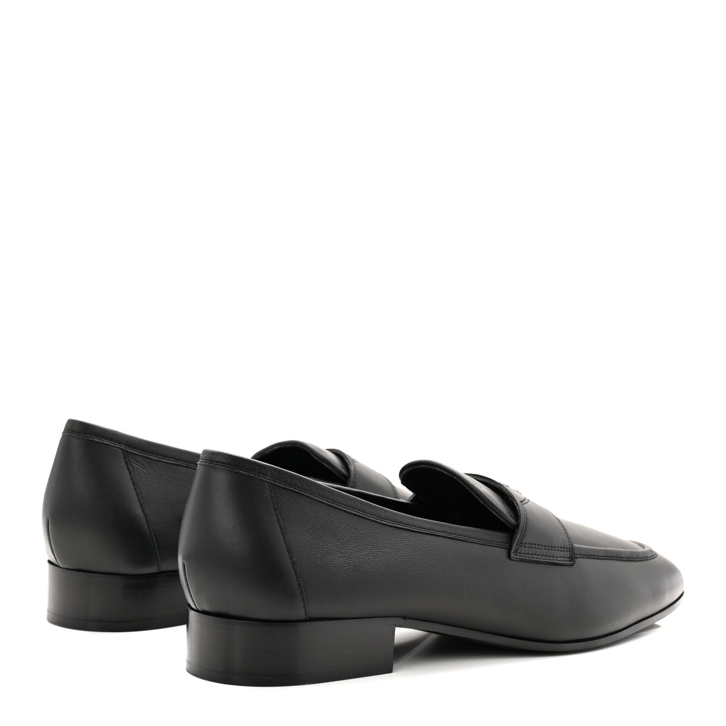 Calfskin Mens Stitched CC Loafers 45 Black