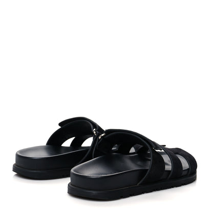 Hermes Suede Goatskin Womens Chypre Sandals 35 Black 4 of 10