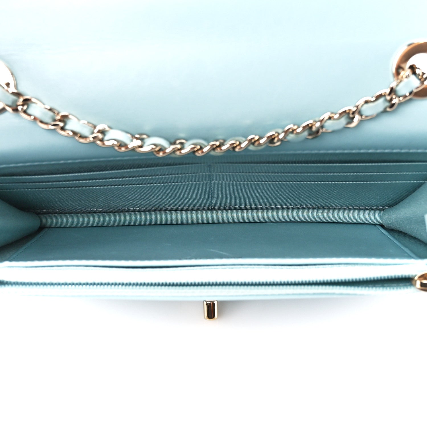 Chanel Lambskin Quilted Trendy CC Wallet On Chain WOC Light Blue 5 of 12
