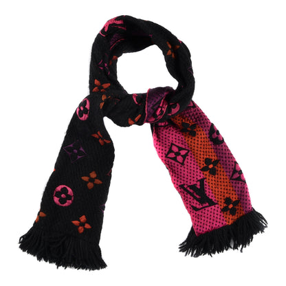 Louis Vuitton Wool Silk Rainbow Logomania Scarf Black 1 of 4