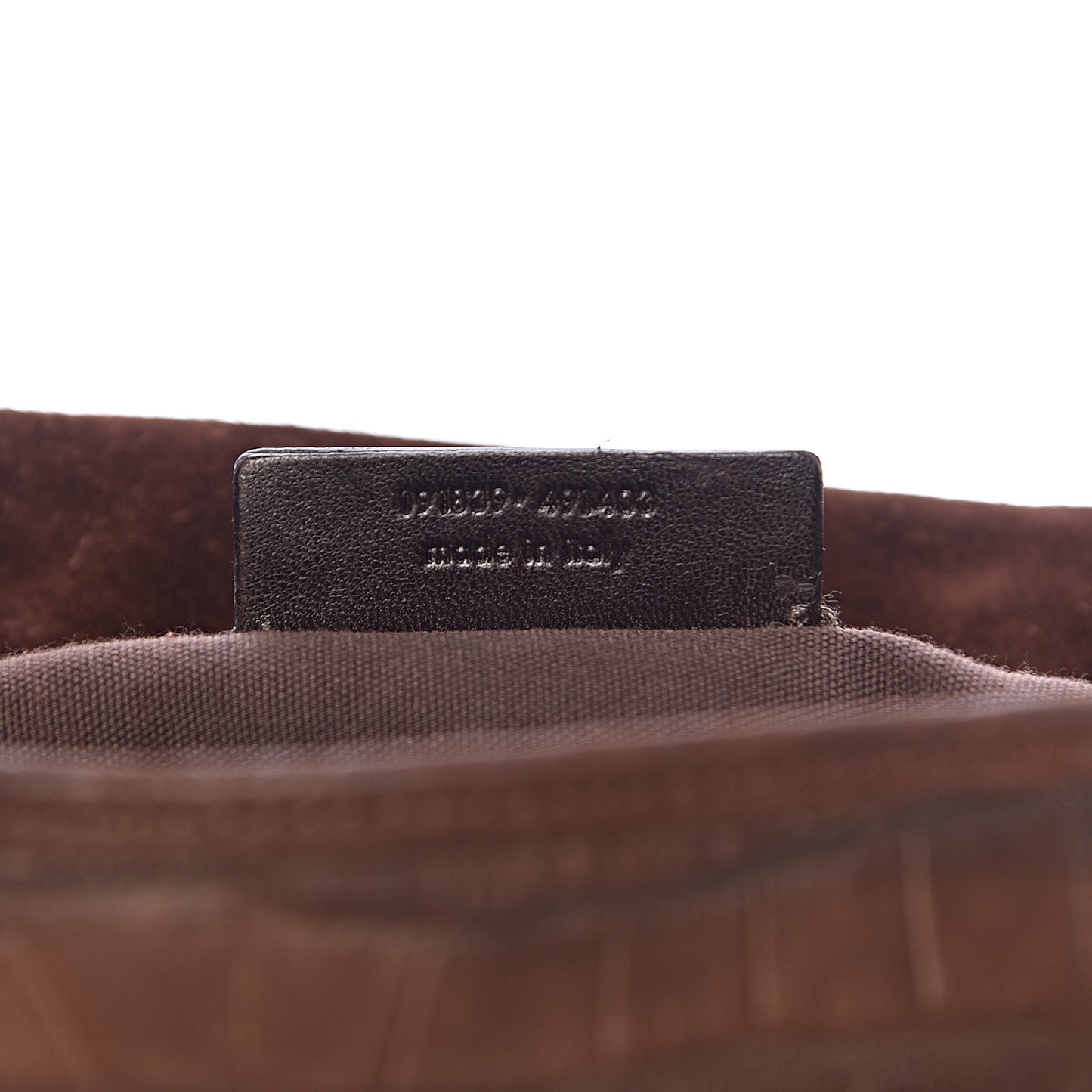 Crocodile Embossed Nubuck Besace Shoulder Bag Brown Sand