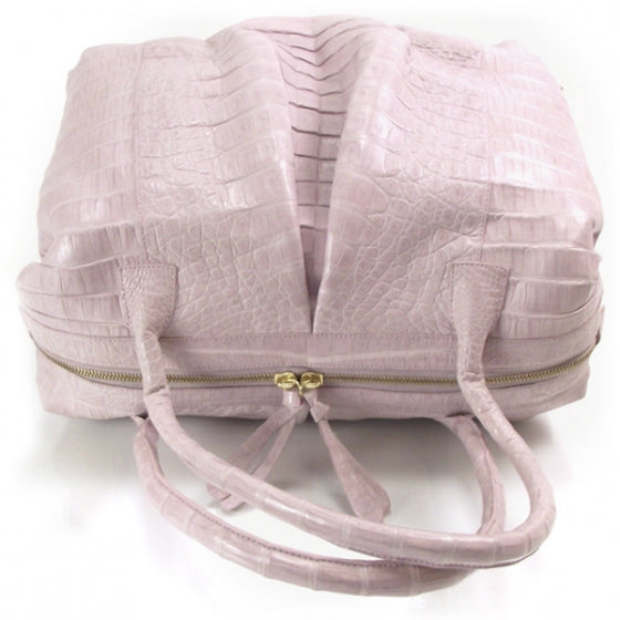 Crocodile Ruched Satchel Lilac