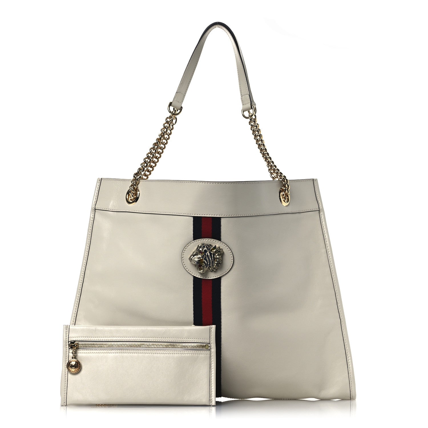 Gucci Calfskin Large Rajah Chain Tote White 3 of 13