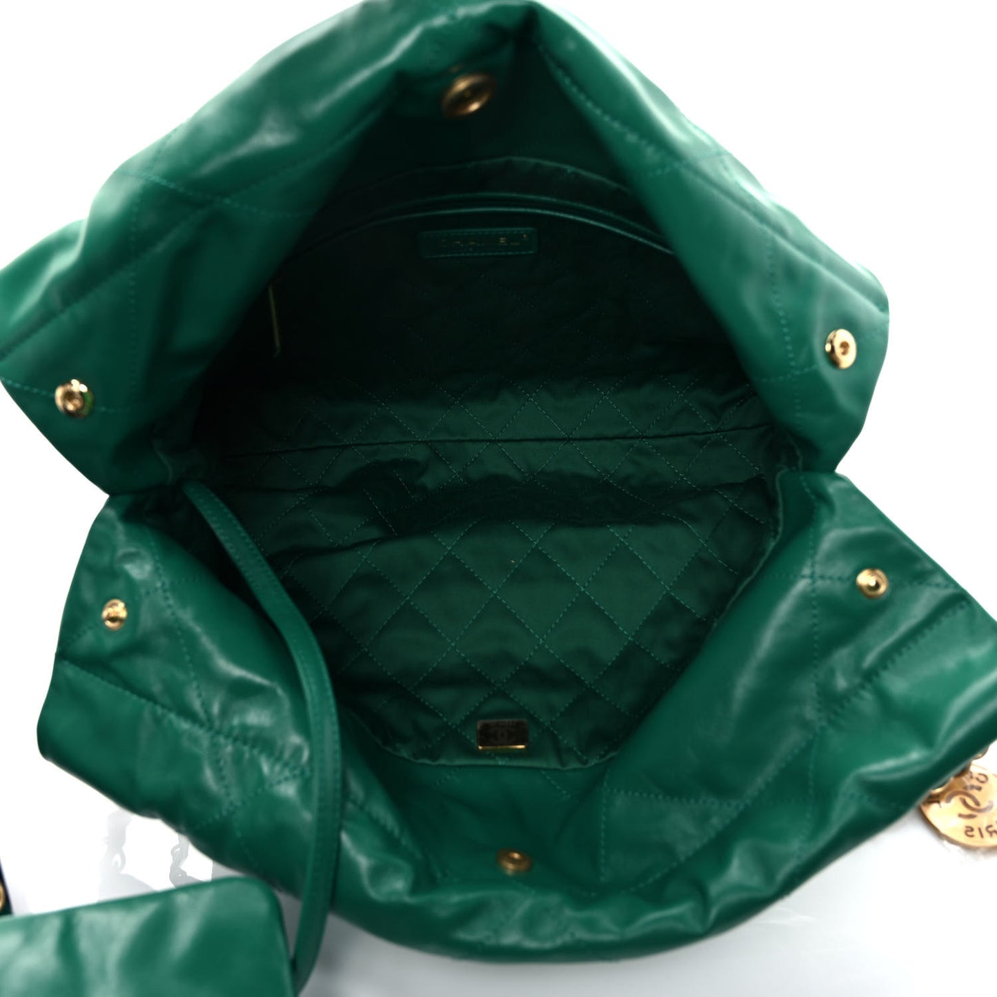 Shiny Calfskin Quilted Small Chanel 22 Green