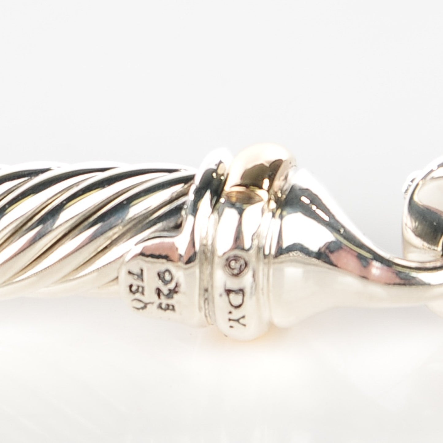 Sterling Silver 18K Yellow Gold 5mm Cable Classic Buckle Bracelet