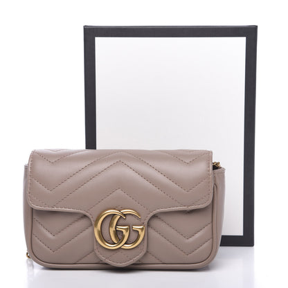 Gucci Calfskin Matelasse Super Mini GG Marmont Shoulder Bag Porcelain Rose 10 of 10