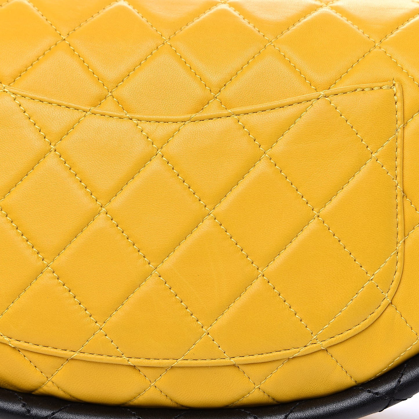 Quilted Lambskin Small Hula Hoop Flap Yellow