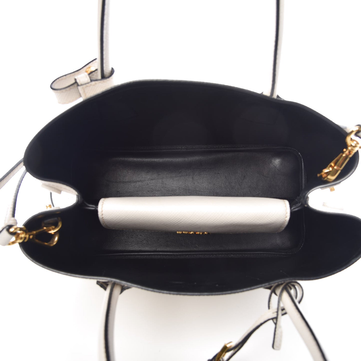 Saffiano Cuir Small Double Bag Talco Black