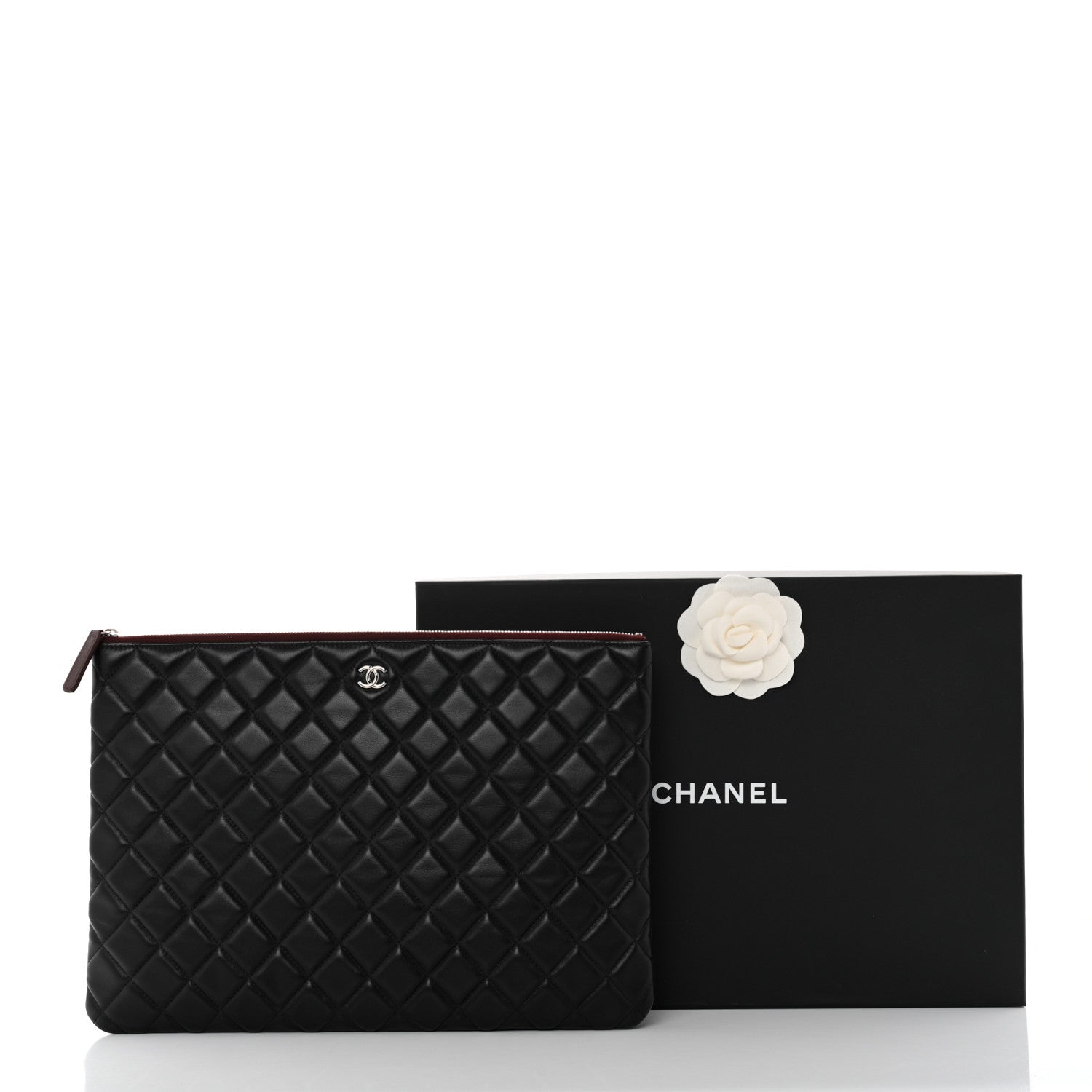 Chanel Lambskin Quilted Large Cosmetic Case Black 13 of 13