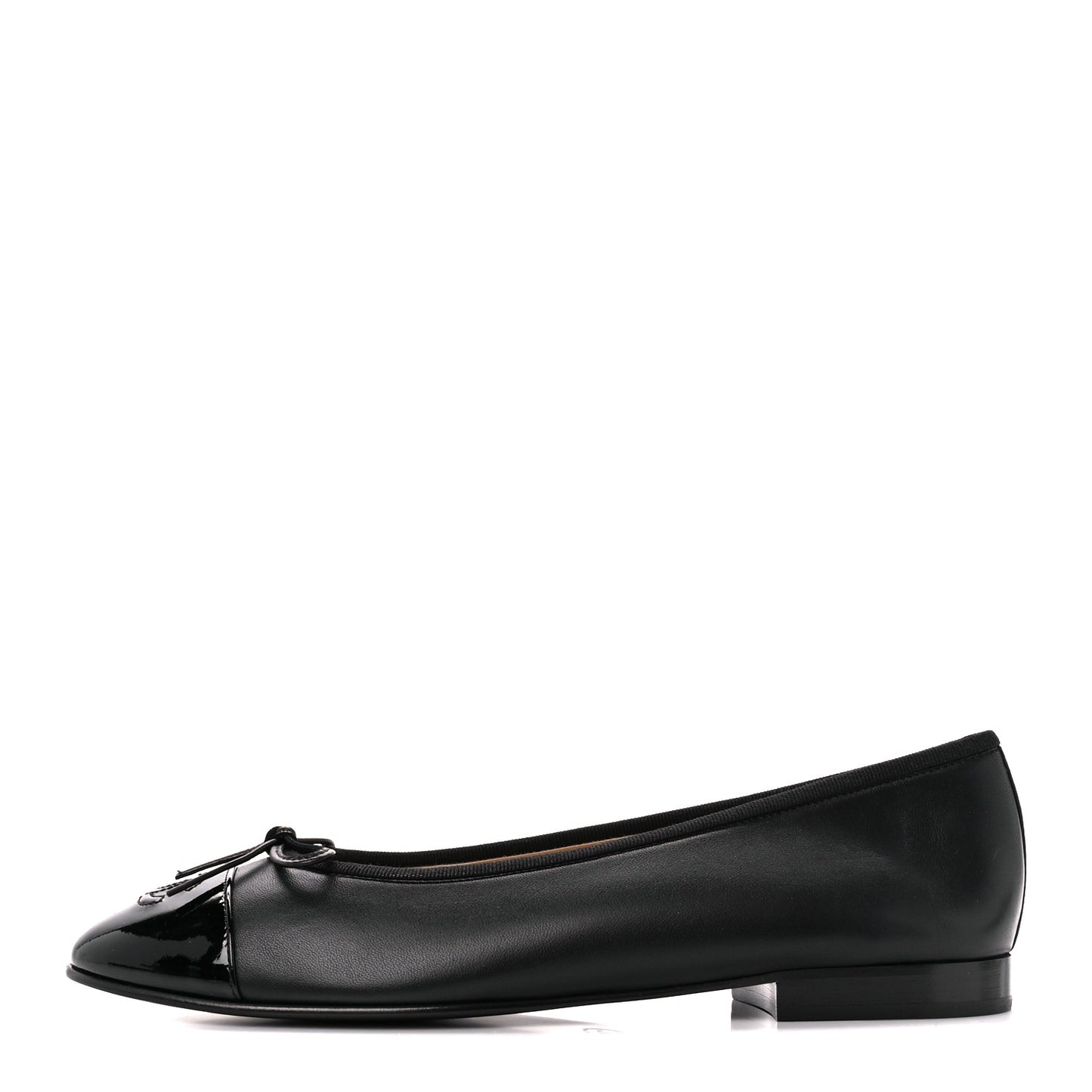 Lambskin Patent Cap Toe CC Ballerina Flats 38.5 Black