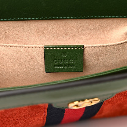 Gucci Suede Calfskin GG Web Small Ophidia Chain Shoulder Bag Brown Red Green 9 of 14