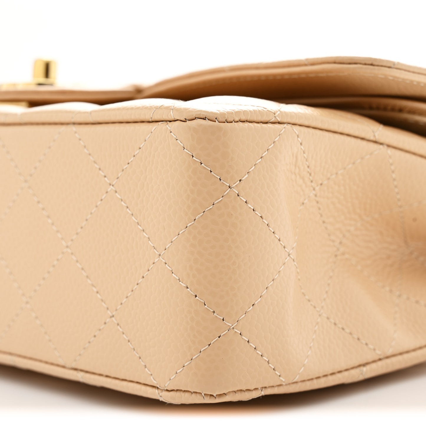 Caviar Quilted Medium Double Flap Beige