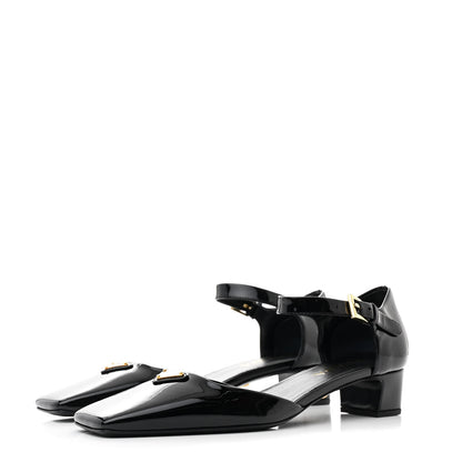 Prada Vernice Triangle Squared Toe 35mm Pumps 37.5 Black 4 of 9