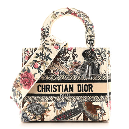 Christian Dior Canvas Embroidered Jardin D'Hive Medium Lady D-Lite Ecru Multicolor 1 of 10
