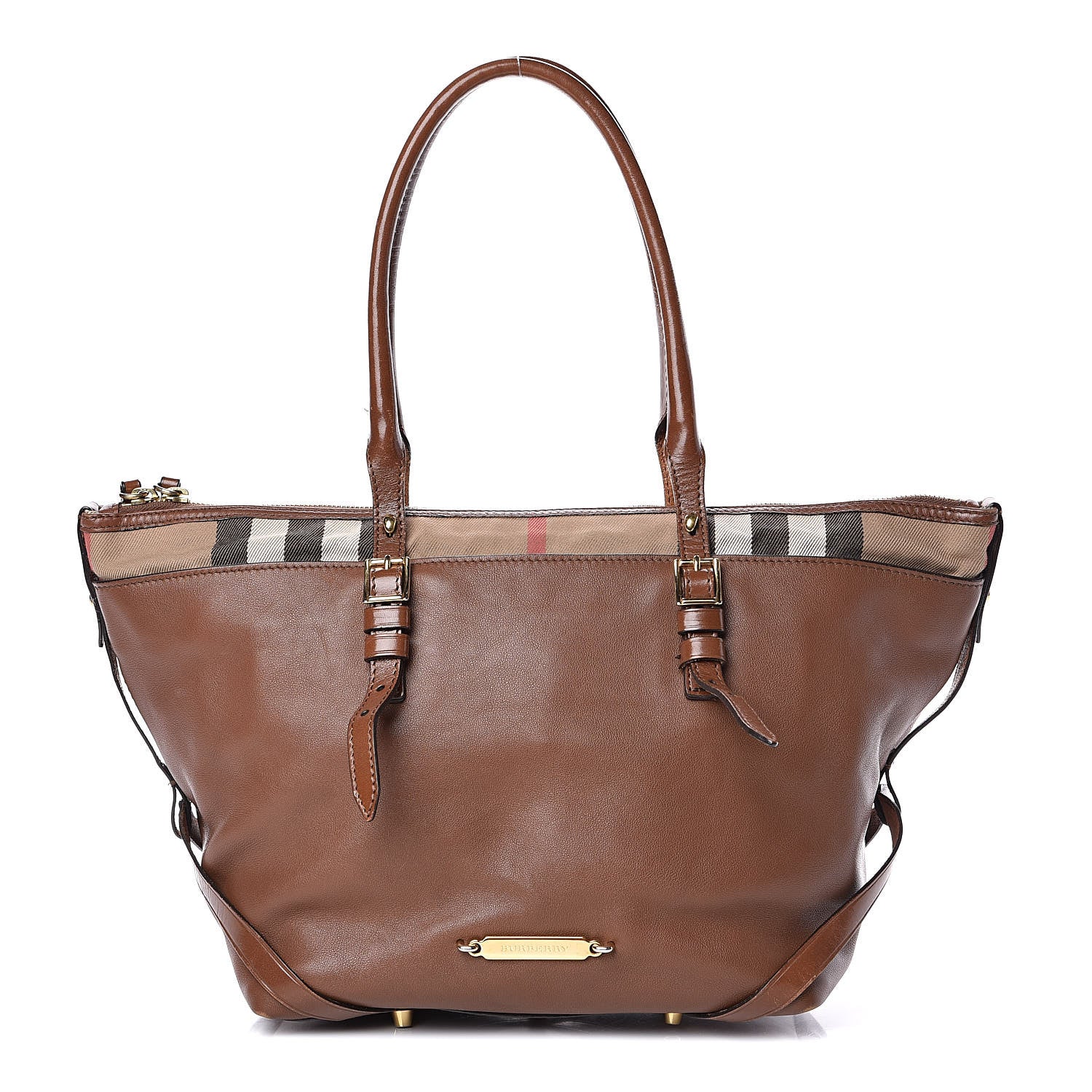 Burberry Calfskin House Check Small Salisbury Tote Brown 1 of 18