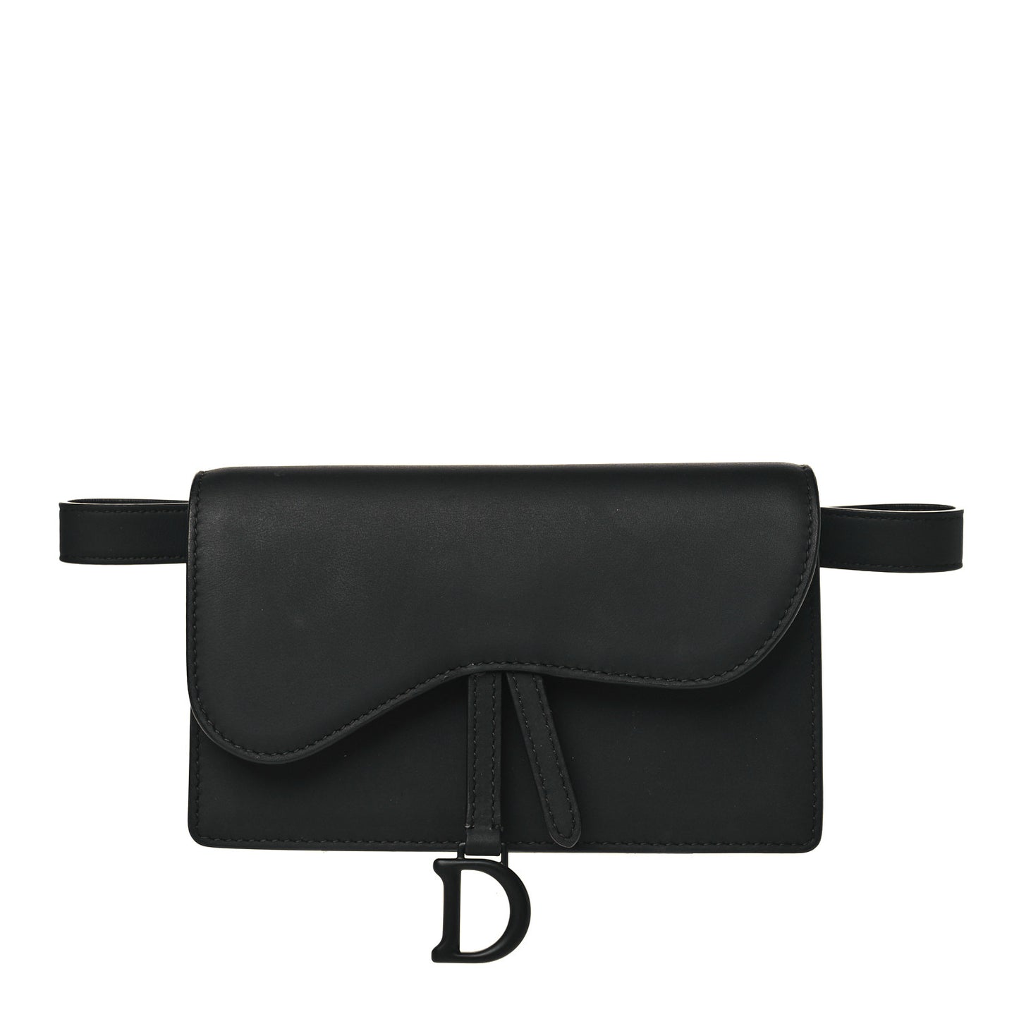 Ultra Matte Calfskin Saddle Belt Clutch Black