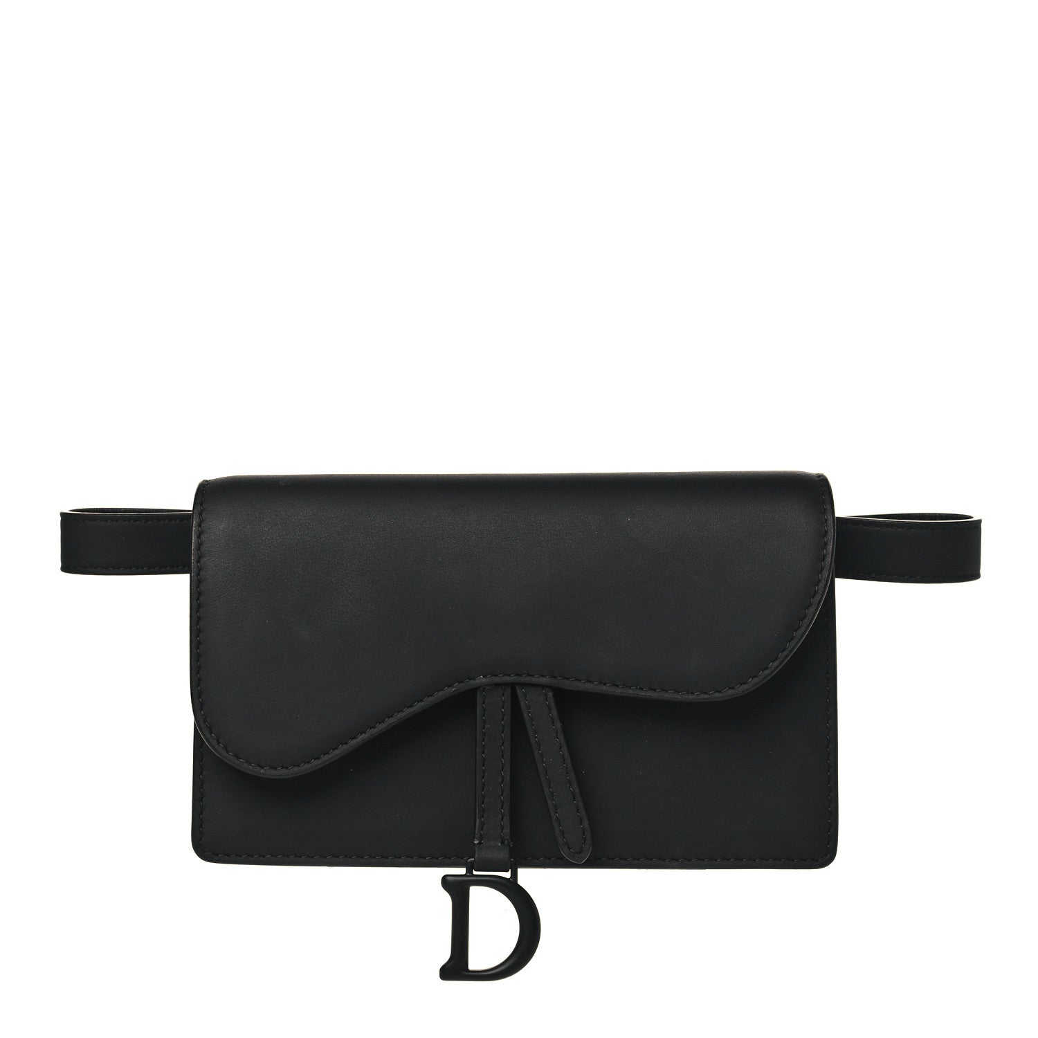 Christian Dior Ultra Matte Calfskin Saddle Belt Clutch Black 1 of 10