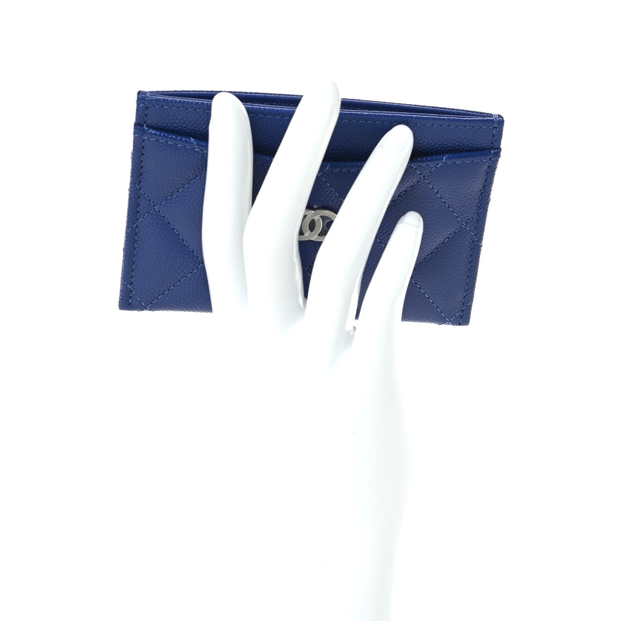 Chanel Caviar Quilted Card Holder Blue 2 of 9
