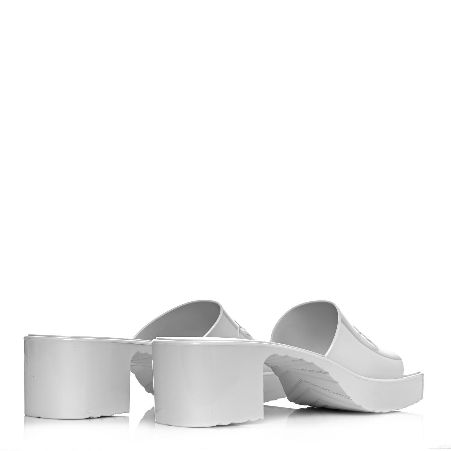 Rubber Gucci Logo Womens Platform 20/60mm Slide Sandals 41 Mystic White