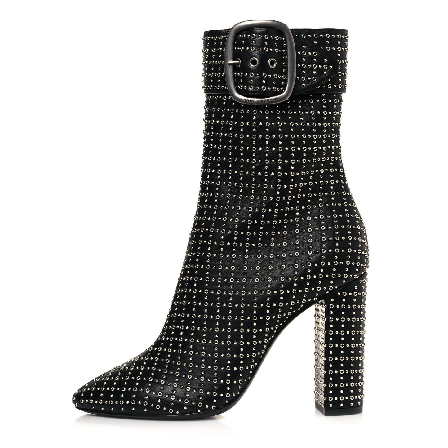 Nappa Studded Joplin Buckle Booties 40 Black