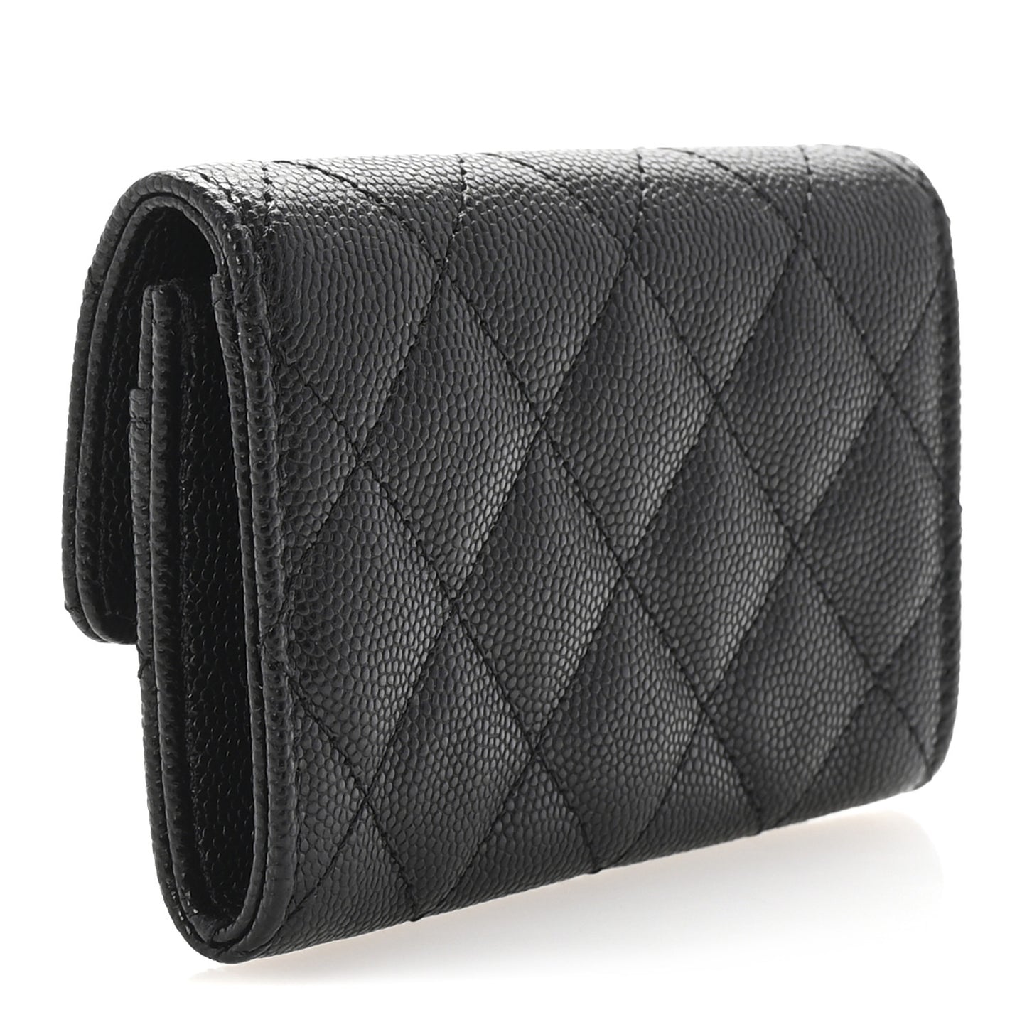 Caviar Quilted CC Flap Card Holder Black