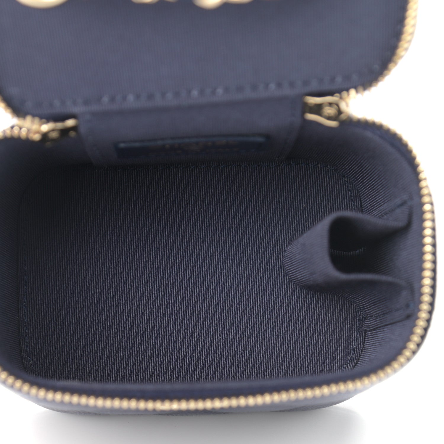 Chanel Caviar Quilted Mini Vanity Case With Chain Navy Blue 5 of 11