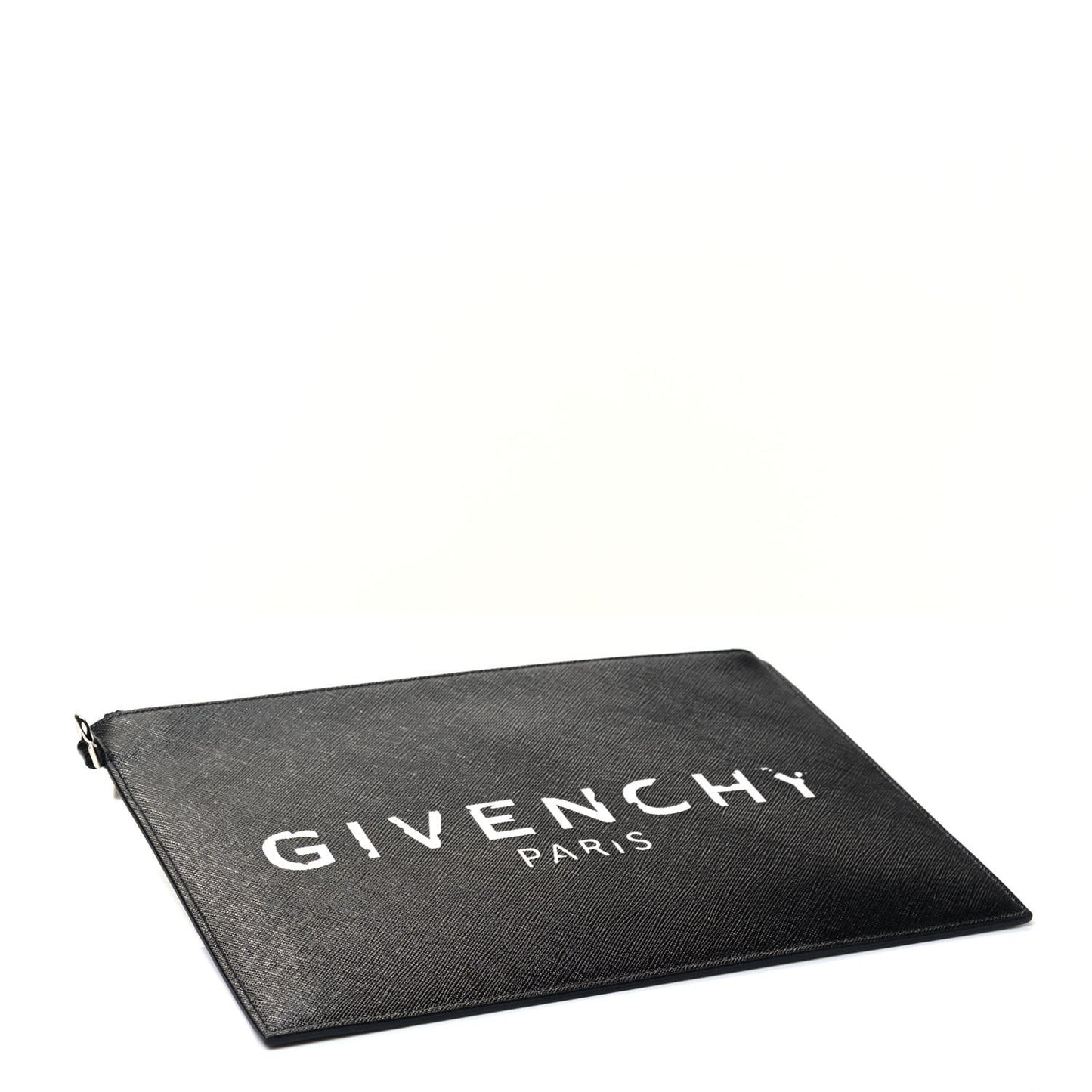 Textured Coated Canvas Iconic Prints Flat Medium Clutch Bag Black