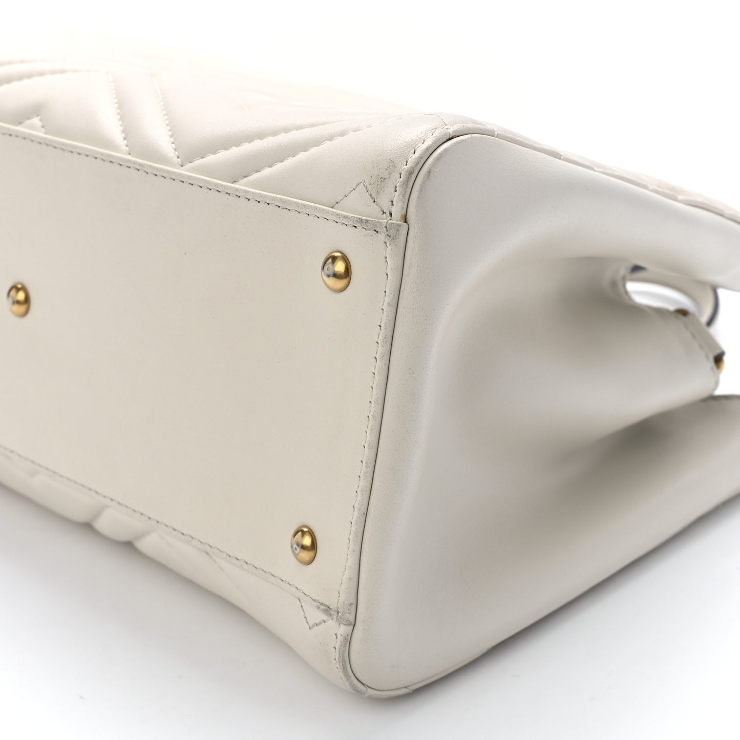Calfskin Matelasse Small GG Marmont Tote White
