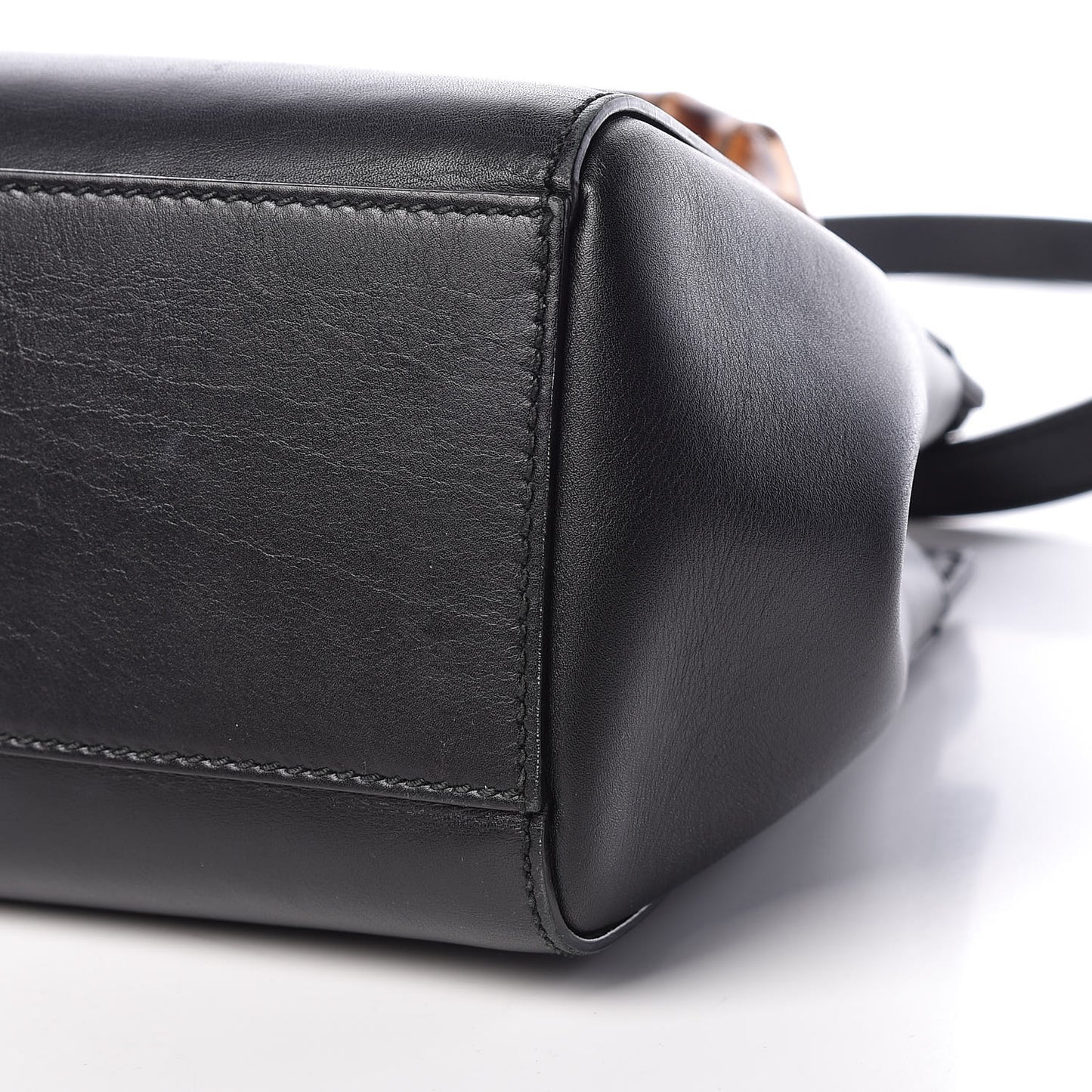 Nappa Bamboo Small Nymphaea Top Handle Bag Black