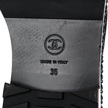 Chanel Crackled Calfskin Velvet Pearl Combat Short Boots 36 Black 6 of 8