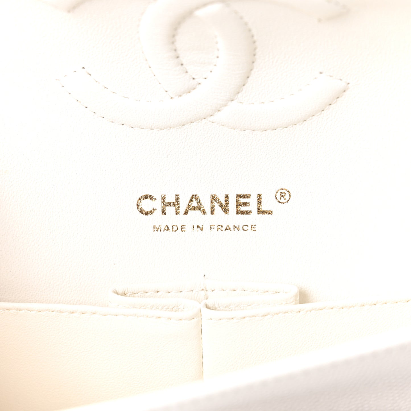 Caviar Quilted Medium Double Flap White