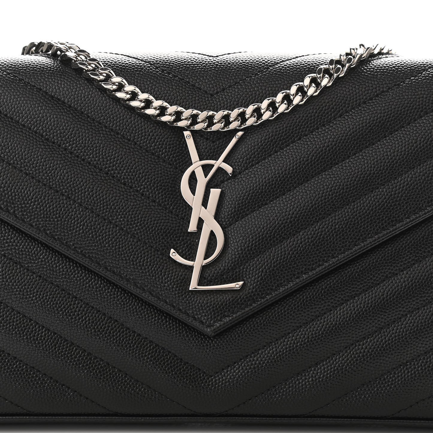 Grain De Poudre Matelasse Chevron Monogram Chain Wallet Black