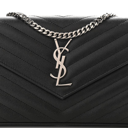 Saint Laurent Grain De Poudre Matelasse Chevron Monogram Chain Wallet Black 7 of 10