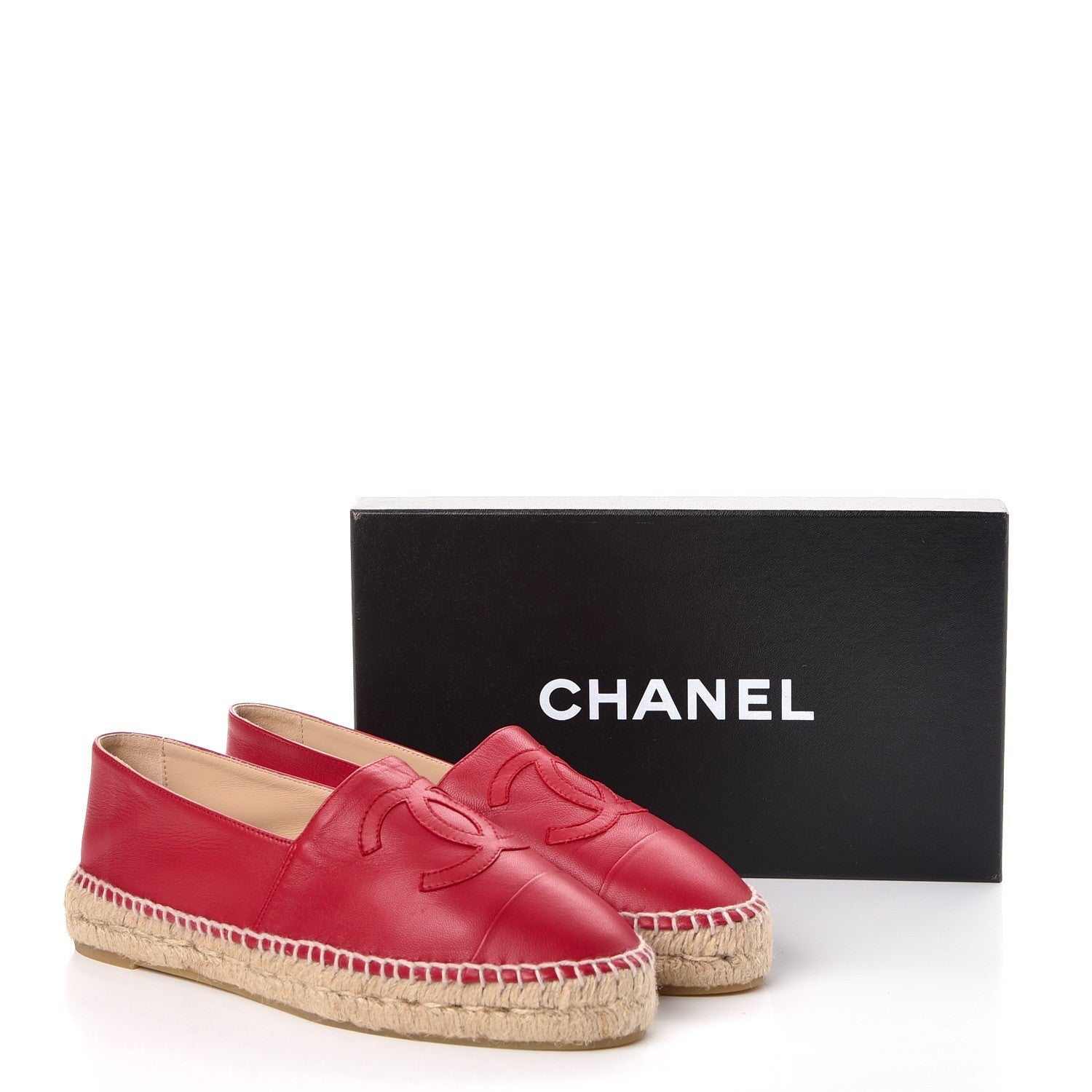 Chanel Lambskin CC Espadrilles 39 Red 10 of 10