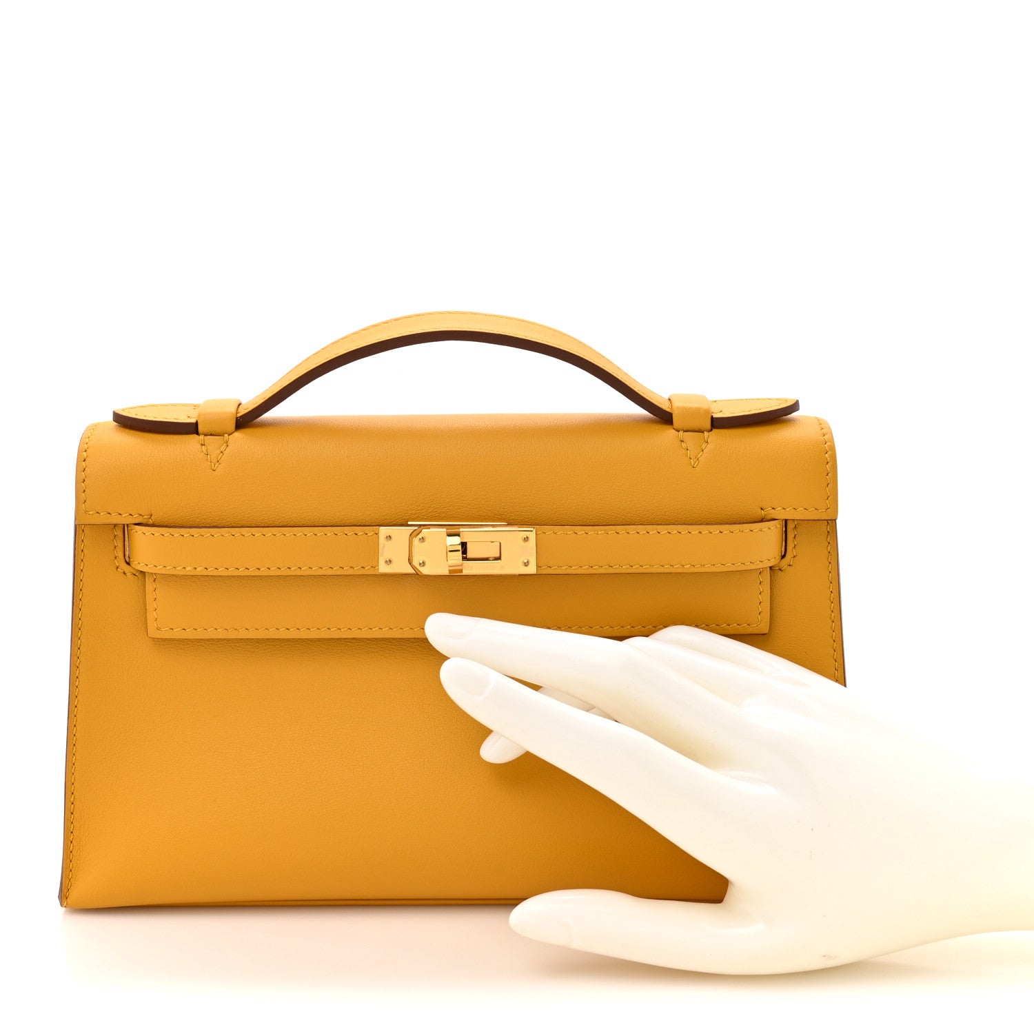 Hermes Swift Kelly Pochette Clutch Jaune Ambre 2 of 12