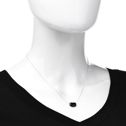 Tiffany Sterling Silver Black Jade 12mm Elsa Peretti Bean Pendant Necklace 2 of 5
