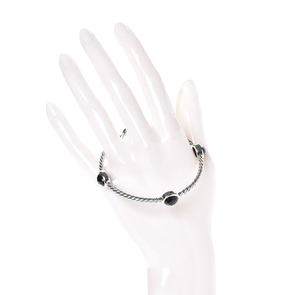 David Yurman Sterling Silver Black Onyx 3mm Color Classics Four Station Bangle Bracelet 2 of 4