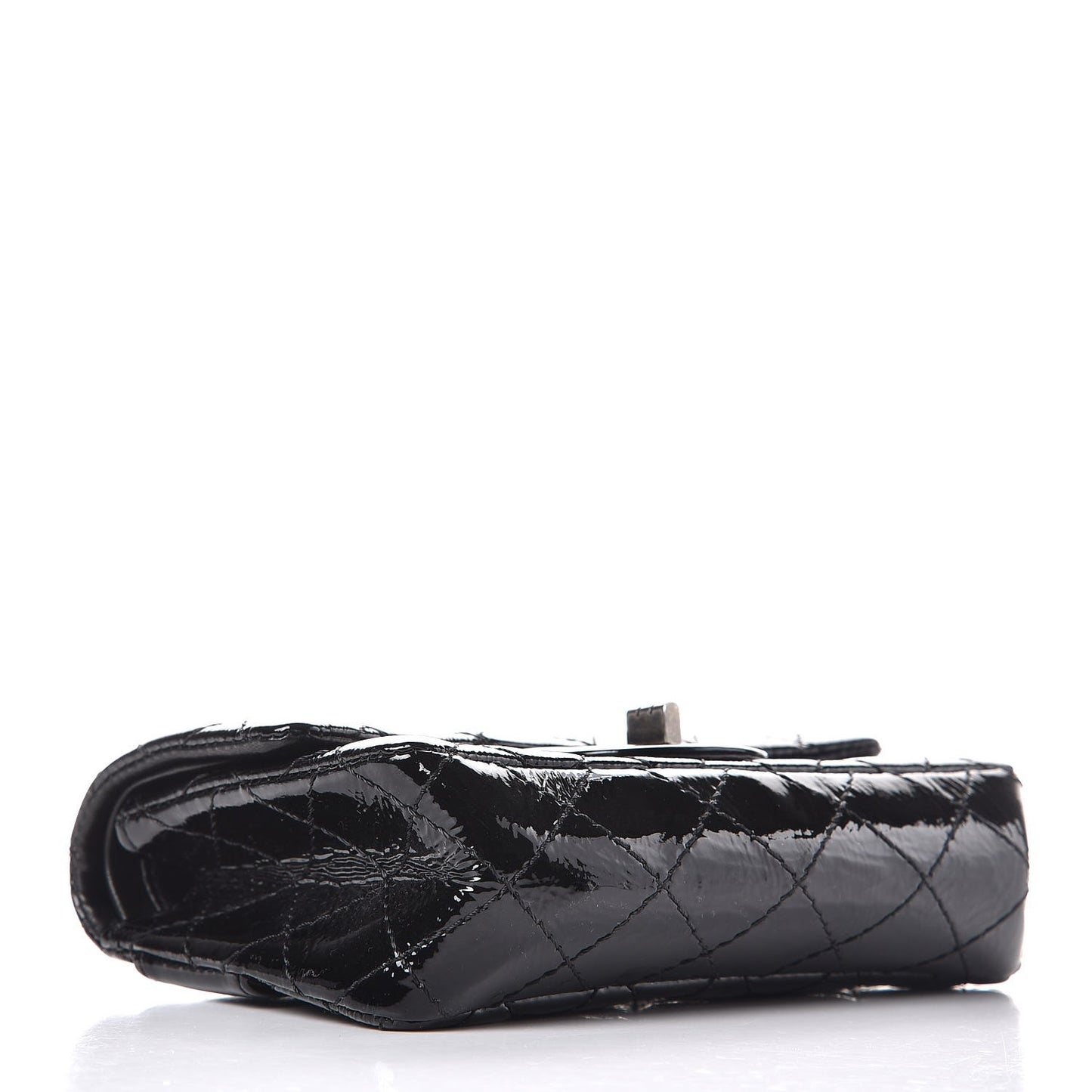 Patent Quilted Reissue Flap Clutch Bag Black