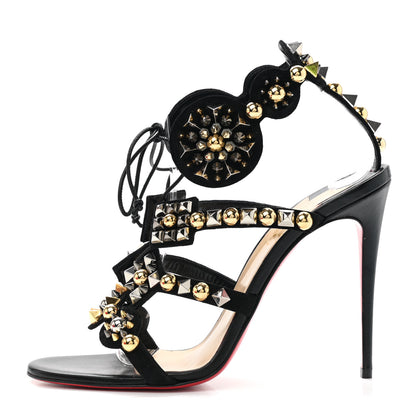 Christian Louboutin Shiny Nappa Studded Kaleikita 100 Sandals 40 Black 1 of 8