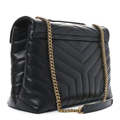 Saint Laurent Calfskin Y Quilted Monogram Medium Loulou Chain Satchel Black 3 of 10