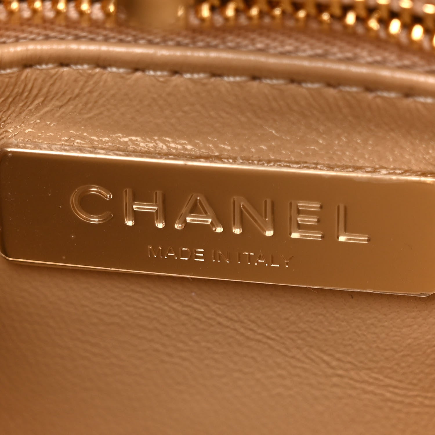 Chanel Shiny Crumpled Calfskin Quilted Mini 31 Shopping Bag Dark Beige 6 of 10