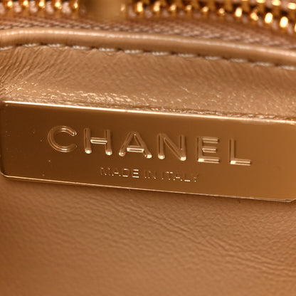 Chanel Shiny Crumpled Calfskin Quilted Mini 31 Shopping Bag Dark Beige 6 of 10