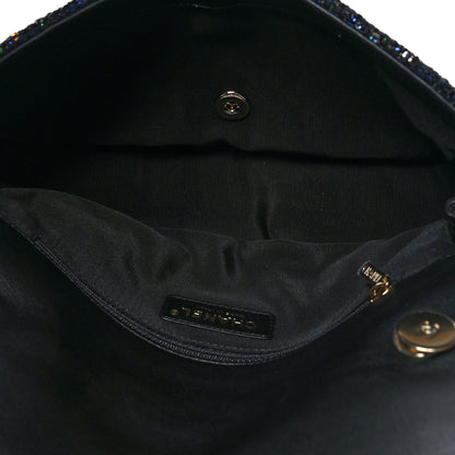 Chanel Tweed Medium Pearl Handle Flap Black Ecru 5 of 10